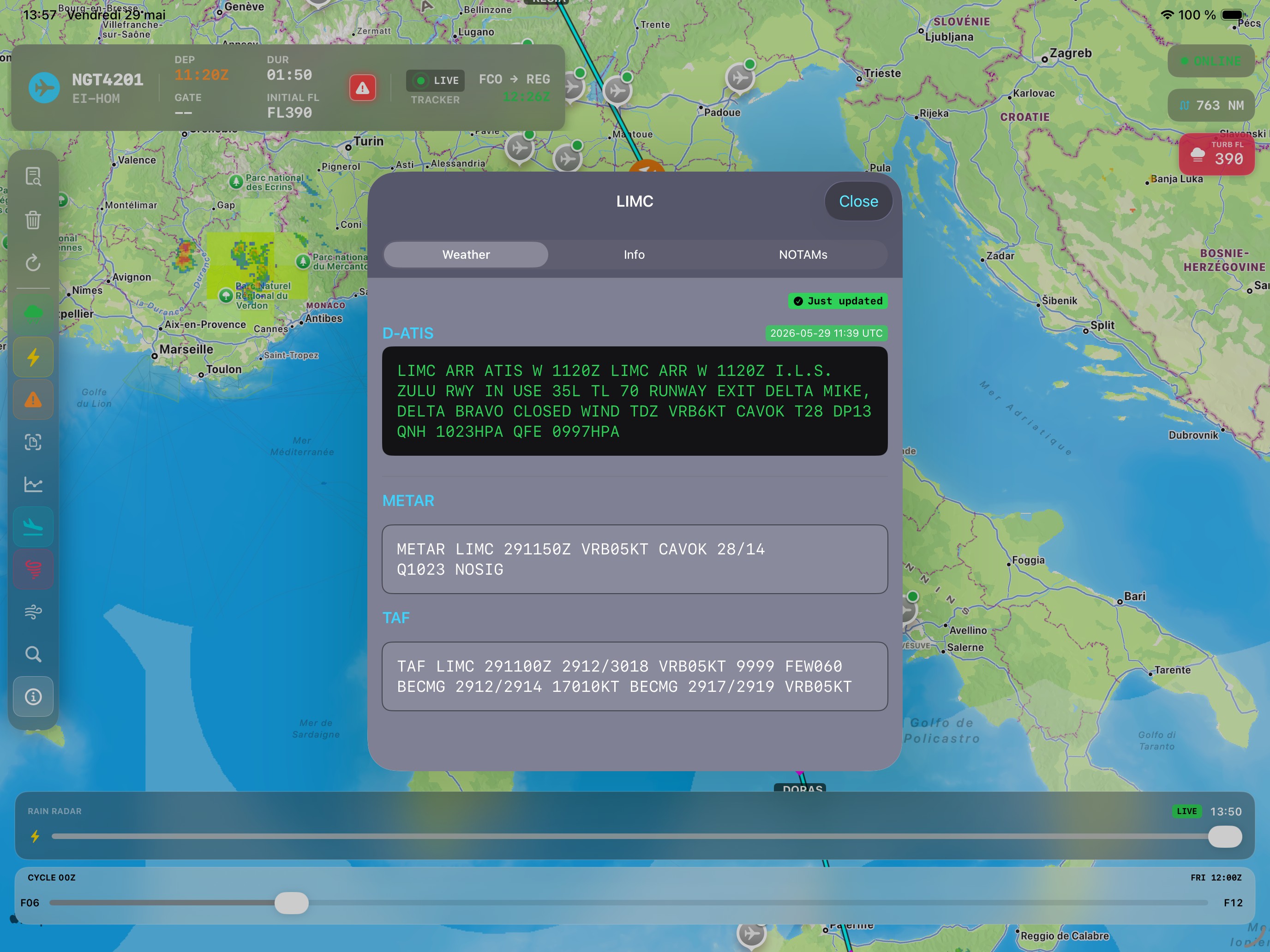 NaviGate D-ATIS — live decoded ACARS for instant airport briefing