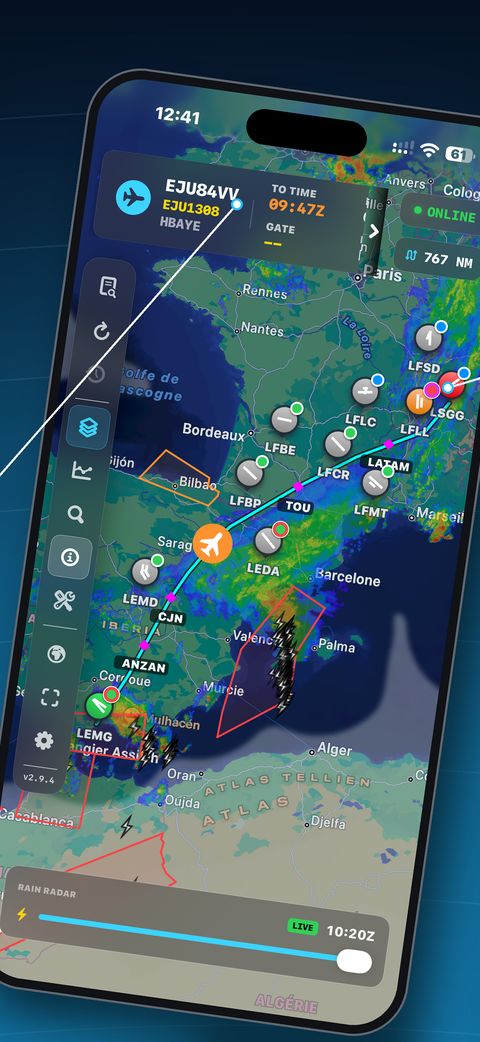 Route and radar on iPhone